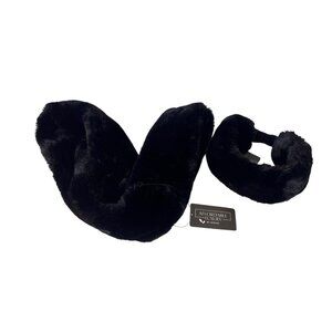 Sprigs Black Faux Fur Infinity Scarf & Headband Set For Women